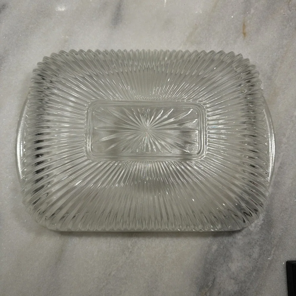 Vtg Oven-proof Ribbed Casserole Dish Rectangle 14x8